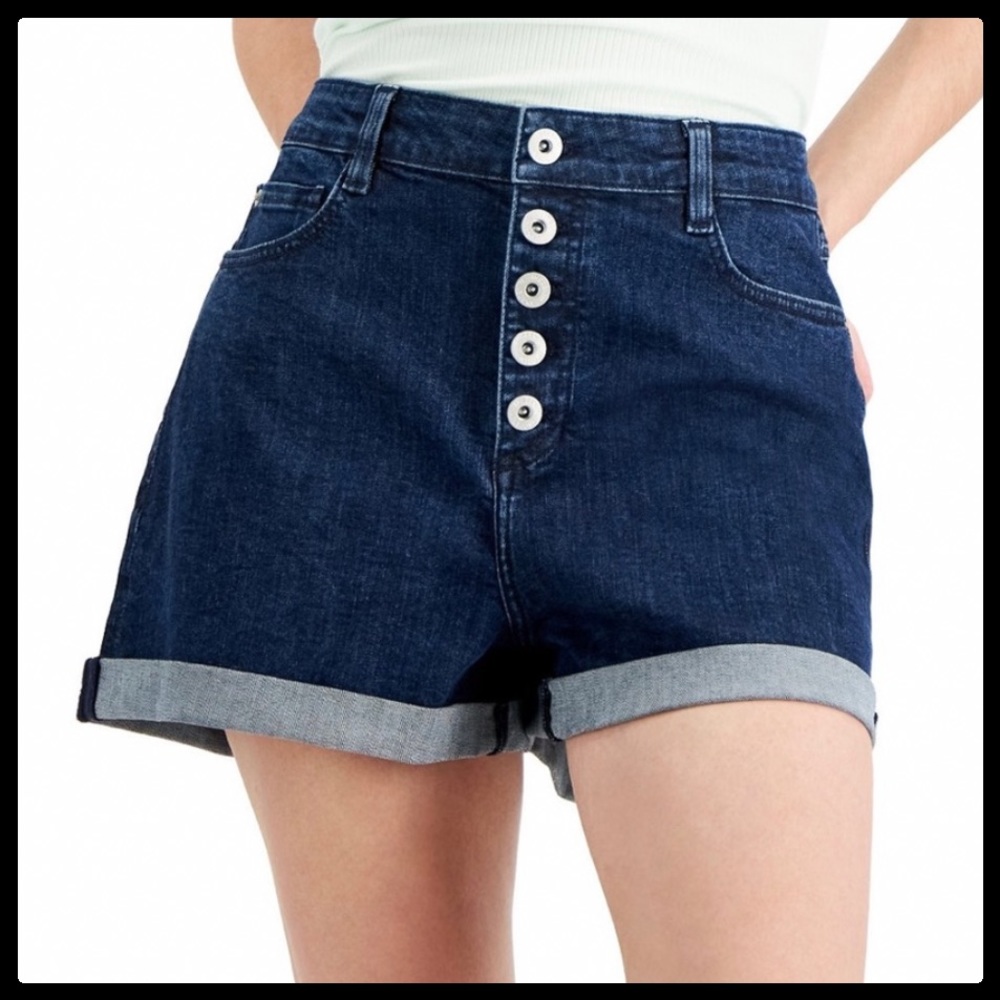 INC International Concepts Women's High Rise Button-Fly Shorts